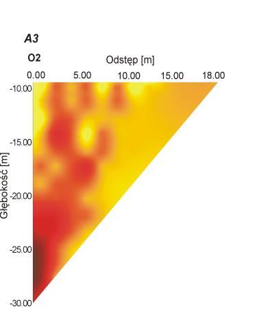 gęstości ośrodka na poziomie stropu karbonu. Analizowano widma tras sejsmicznych za pomocą programu zawartego w pakiecie MK6.