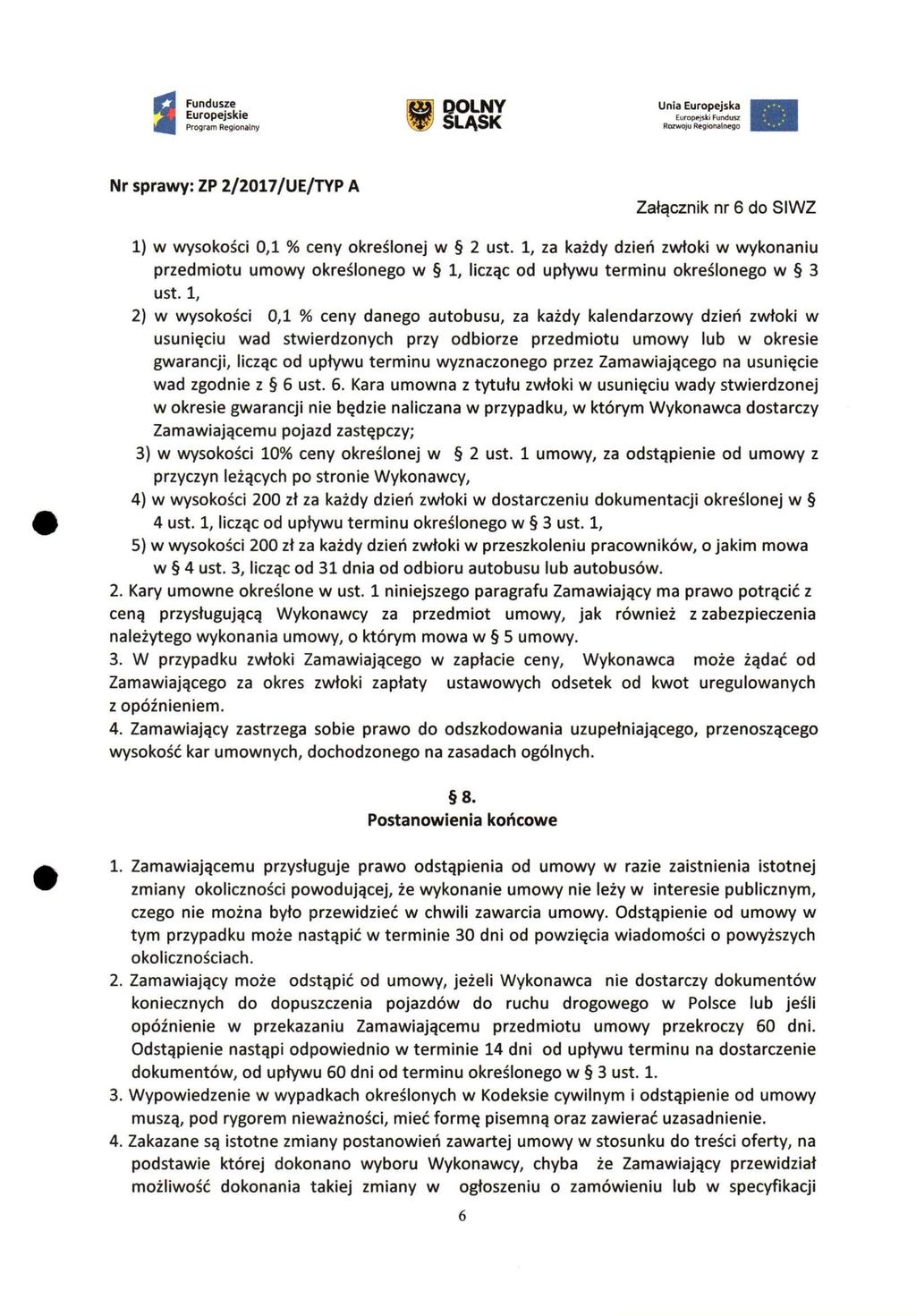 a Fundusze Nr sprawy: ZP l/loniki^/ti? A 1) w wysokości 0,1 % ceny określonej w 2 ust.