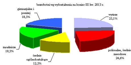 Mniej liczną populacją byli bezrobotni w wieku 35-44 lat (23,7%). Najmłodsi bezrobotni (w wieku do 24 lat) stanowili 9,8%.