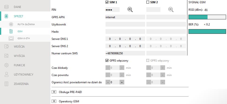 SATEL GSM-X 29 Jeżeli zaprogramowany zostanie błędny kod PIN, po jego użyciu moduł zgłosi awarię i będzie czekał na zaprogramowanie poprawnego kodu.