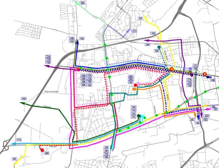 Analiza obecnej organizacji ruchu oraz opracowanie założeń do jej zmian - etap II 56 KORYTARZE AUTOBUSOWE Z UWZGLĘDNIENIEM OBJAZDÓW ORAZ ZMIAN ZWIĄZANYCH Z URUCHOMIENIEM NOWYCH STACJI METRA Z