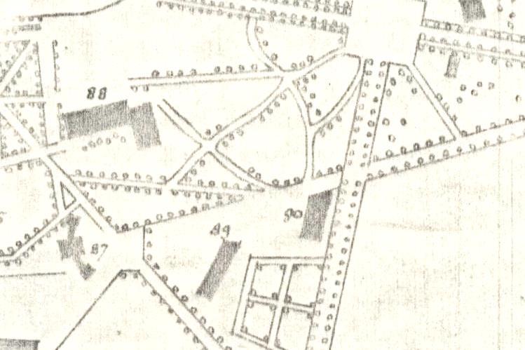 Rys. 1 Fragment planu Łazienek Królewskich z 1787 r.