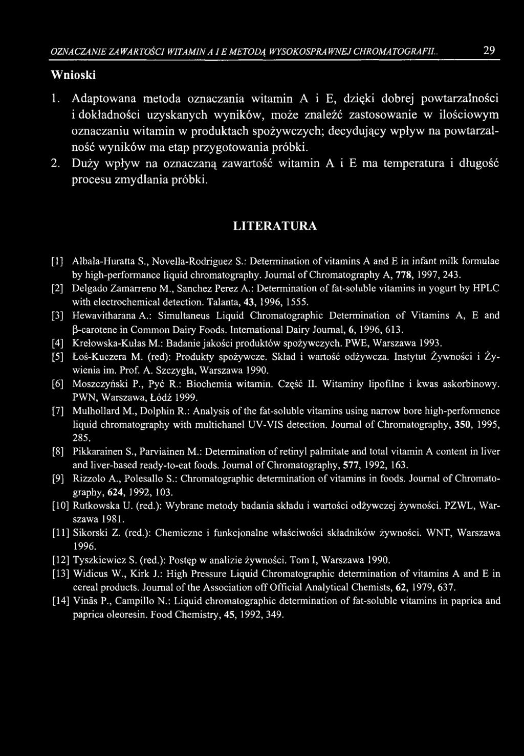 Oznaczanie Zawartości Witamin A I E Metodą Wysokosprawnej