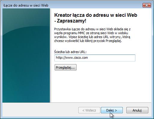 Aby dodać przystawkę "Link do adresu w sieci Web", przewiń w dół, aż zobaczysz przystawkę.