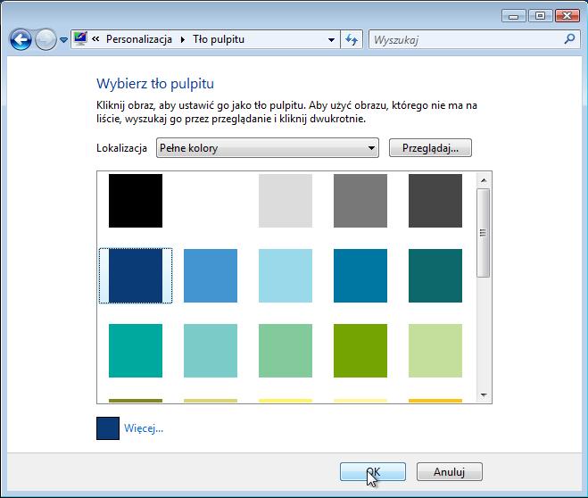 Kliknij OK. Ekran komputera powinien mieć niebieskie tło. Jeśli nie jest, poproś o pomoc instruktora.
