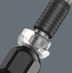 ESD TOOL HALFMOON & HIOS DRIVE Zastosowanie: do końcówek 4 mm Halfmoon (seria Wera 9) i 4 mm HIOS (seria Wera 21) Konstrukcja: z mechanizmem szybkomocującym Dokładność: ±6 % (DIN EN ISO 6789)