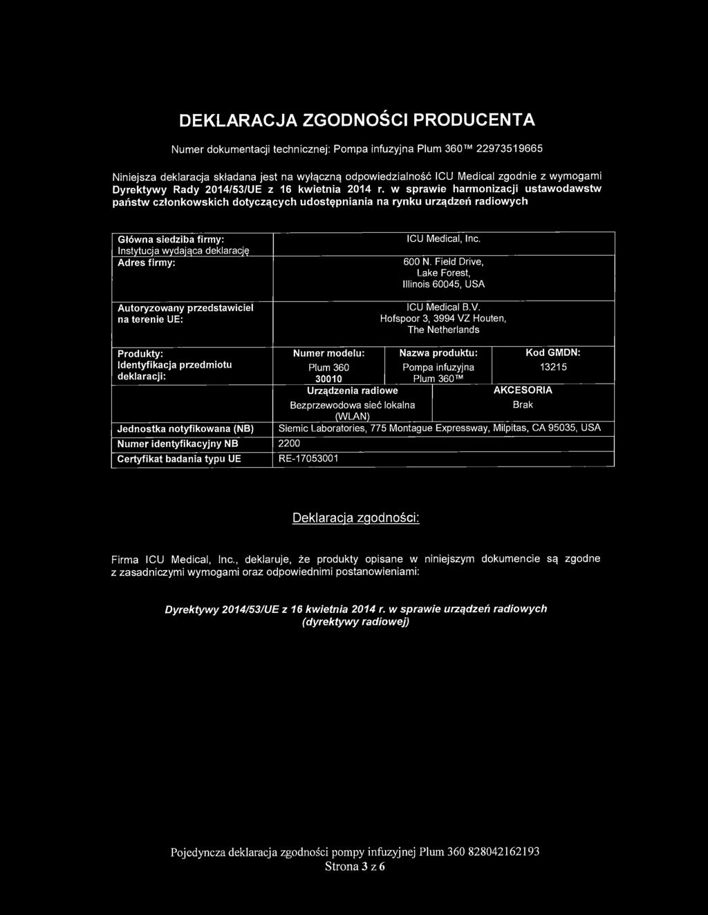 DEKLARACJAZGODNOSCIPRODUCENTA icumed1cal humjn connl'c lion:.