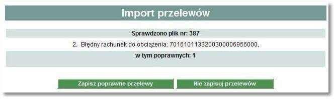 Dla formatki importu przelewów zwykłych prezentowane jest dodatkowo pole Dla odroczonego umożliwiające określenie czy dla przelewów odroczonych ma być zakładana blokada środków.