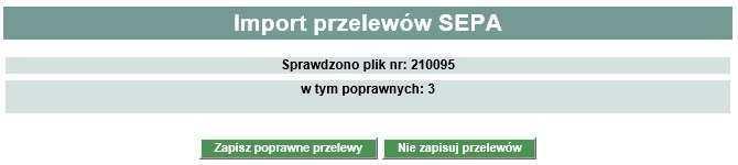 Po wybraniu pliku z danymi i kliknięciu przycisku [Importuj plik], plik jest sprawdzany pod względem zgodności z ustaloną strukturą i zapisywany w bazie danych.
