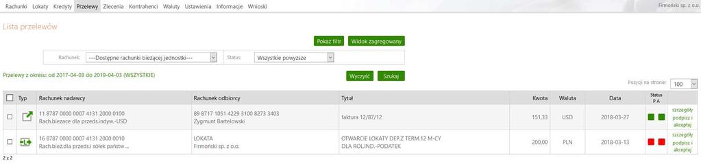 9. Przelewy Serwis umożliwia następujące operacje związane z przelewami: Tworzenie przelewów krajowych: dowolnych oraz dedykowanych (np.