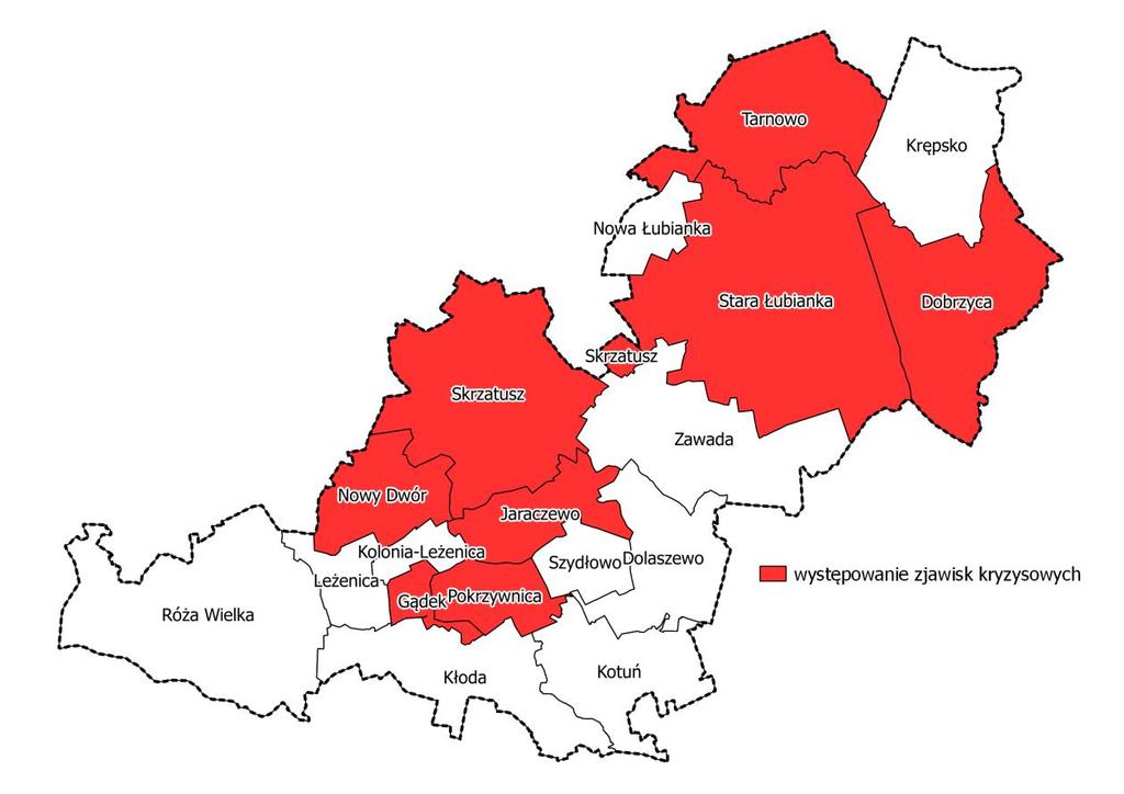Źródło: OKE Poznań 8. Leżenica 77 9. Kolonia Leżenica - 10. Nowa Łubianka 51 11. Nowy Dwór 46 12. Pokrzywnica 49 13. Róża Wielka 51 14. Skrzatusz 48 15. Stara Łubianka 39 16. Szydłowo 62 17.
