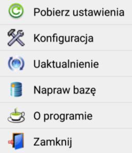 Przed pierwszym logowaniem do aplikacji klikamy na przycisk Menu na urządzeniu, ukażą nam