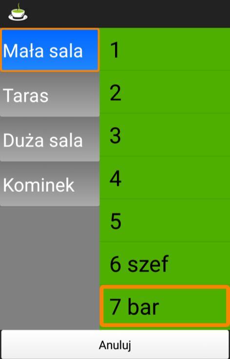 stolik, z którego będziemy chcieli przejąć rachunek a następnie wskazać jeden z wyświetlonych rachunków.