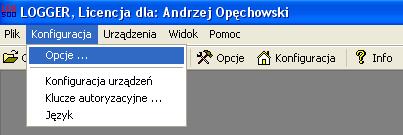 LB-575 W menu Konfiguracja Opcje.