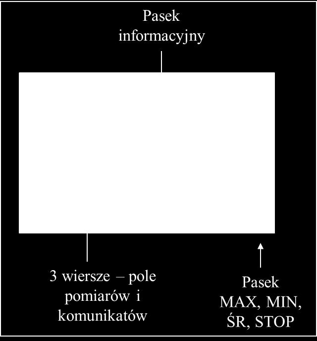 Wyświetlane są następujące pomiary (w zależności od wersji patrz rozdział 1.