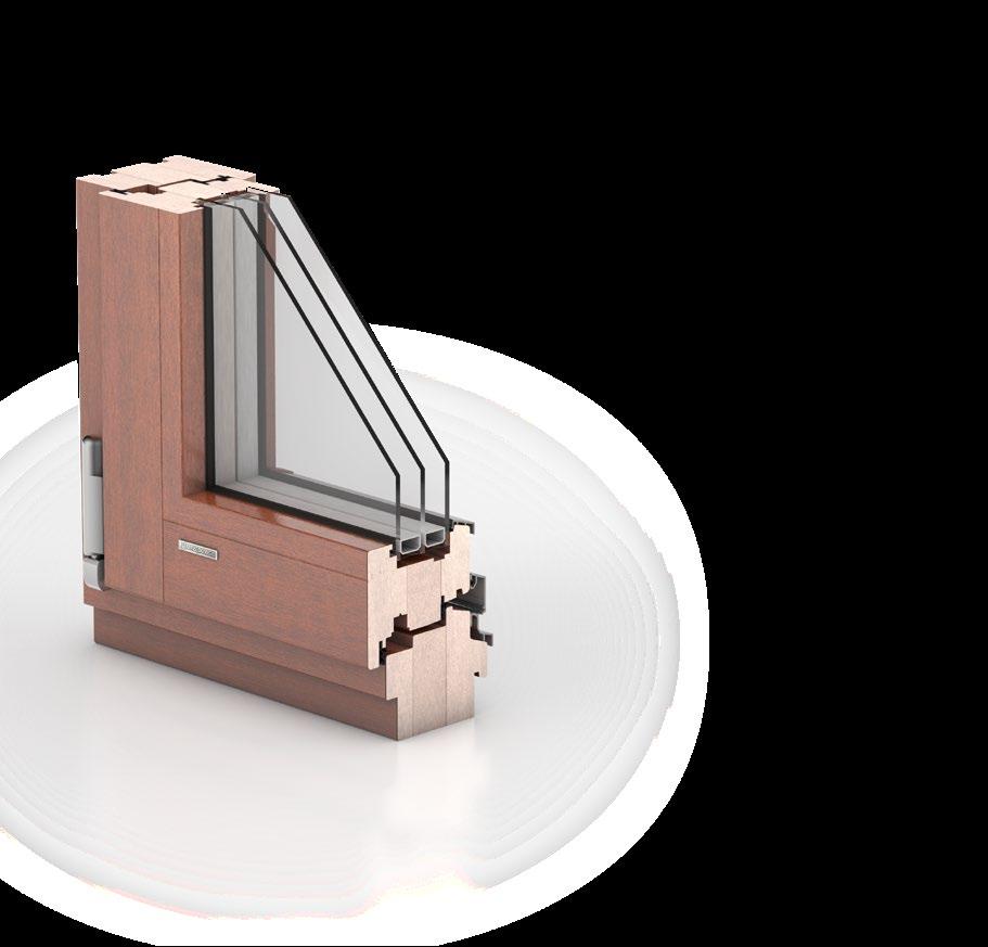 3 Galux Modern okno drewniane Grubość profilu: 88 mm Nowy cieplejszy termookapnik Szyba termoizolacyjna Climatop XN