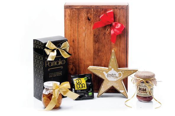 GOLD STAR CHRISTMAS TEA AND COFFEE Oliwa PAMAKO MONOVARIETAL 500 ml BIO BOX Herbata Gwiazdka Organic Gold Star 6 piramidek Cytrynki z imbirem i miodem 270g Banany w surowej