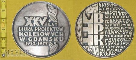 Medal kolejowy - firmowy BPK w Gdańsku 208-2-06 Medal kolejowy - firmowy BPK w Gdańsku XXV LAT BIURA PROJEKTÓW KOLEJOWYCH W