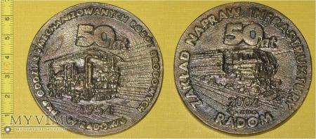 Medal kolejowy - firmowy ZNI Radom 208-2-06 Medal kolejowy - firmowy ZNI Radom Datowanie: 2002 Miejsce pochodzenia: Polska Nie określono 50 lat ODDZIAŁ ZMECHANIZOWANYCH ROBÓT DROGOWYCH W RADOMIU -