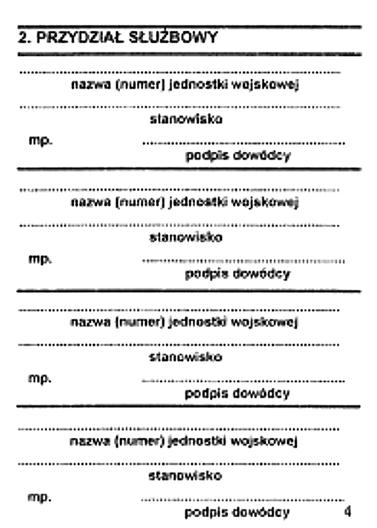 Wzór nr 7 A (4) do 0 Trzecia, czwarta, piąta i szósta strona legitymacji służbowej oficera w stopniu