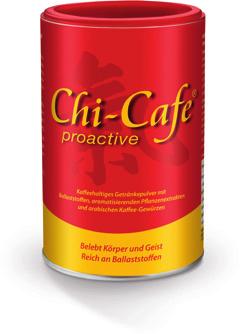 36 porcji 180 g Sposób użycia: 2 łyżeczki Chi-Cafe proactive (5 g) zalać ok. 100 ml gorącej wody. Dodać 30 ml mleka lub napoju sojowego z wapniem oraz dosłodzić do smaku.