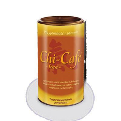 NOWOŚĆ! 250 g 50 porcji Sposób użycia: do filiżanki wsyp 5 g Chi-Cafe free (ok. 2 łyżeczki) i zalej ok. 125 ml gorącej wody. W razie potrzeby dosłódź lub dodaj ok. 30 ml mleka lub mleczka roślinnego.