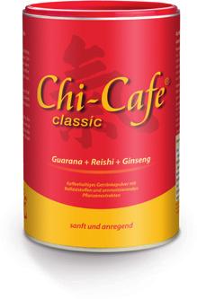 66 porcji 400 g Sposób użycia: 2 łyżeczki Chi-Cafe classic (6 g) zalać ok. 100 ml gorącej wody. Dodać 30 ml mleka lub napoju sojowego z wapniem i dosłodzić do smaku.