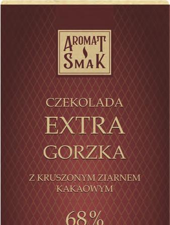 KOD: 290117 CZEKOLADA EXTRA GORZKA 68%, 80 g Z KRUSZONYM ZIARNEM KAKAOWYM Smaczna czekolada gorzka z drobinkami ziarna kakaowego! Masa kakaowa minimum 68%.