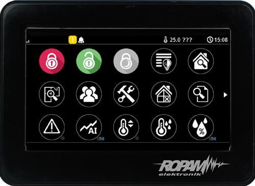 TPR-xx pozwala na intuicyjne sterowanie i kontrole systemu alarmowego, dzięki interaktywnemu interfejsowi wykorzystującym piktogramy i podpowiedzi tekstowe, nawigowanie i