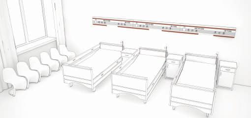 dopasowanie MERYlight oparta jest o specjalnie zaprojektowane kanały aluminiowe, w których można dokonywać dowolnej aranżacji punktów poboru gazów medycznych oraz różnych systemów gniazd