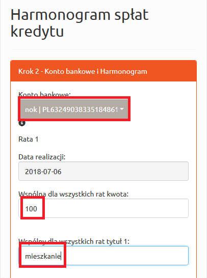Rysunek 146. Harmonogram spłat kredytu.