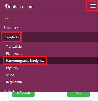 Rysunek 155. Przegląd zleceń harmonogramów z menu górnego.