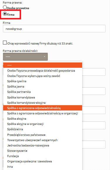 Rysunek 15. Profil. Wybór dokumentu tożsamości. Inny paszport. Rysunek 16. Profil firmowy.
