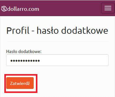 Rysunek 22. Profil. Wpisywanie hasła dodatkowego.