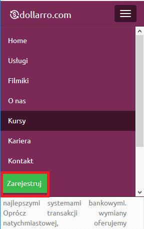 Rysunek 2. Rejestracja. Przycisk rejestracji z menu górnego.