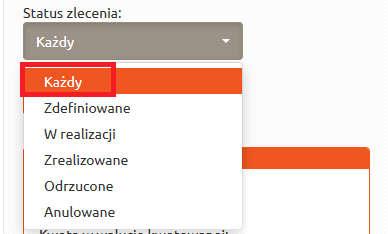 transakcje planowane jest waluta. Tutaj wybiera rodzaj waluty bazowej (Rysunek 101) i kwotowanej (Rysunek 102), dla których dokonywał transakcji.