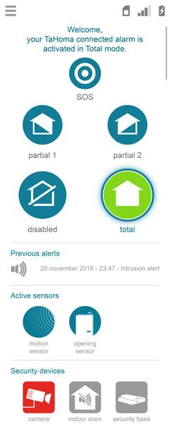 TaHoma I Moja ochrona I Przypadki zastosowań 1. Steruj ochroną (1/3) 1.1 Włączanie trybu ochrony Z komputera, tabletu... lub smartfonu Welcome, Your TaHoma connected alarm is disabled.