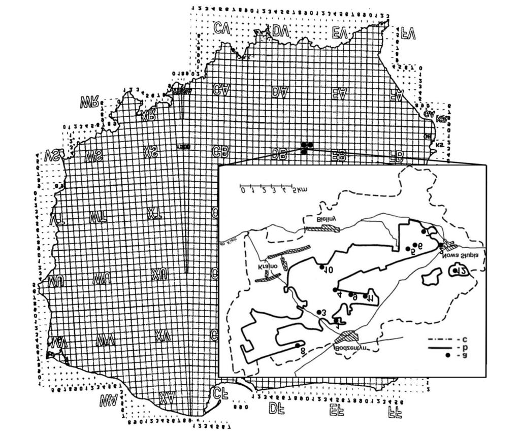 Vol. 52 No. 2 08 Journal of Apicultural Science 37 Fig. 1. The research localities in the area of the Œwiêtokrzyski National Park on the background of the UTM.