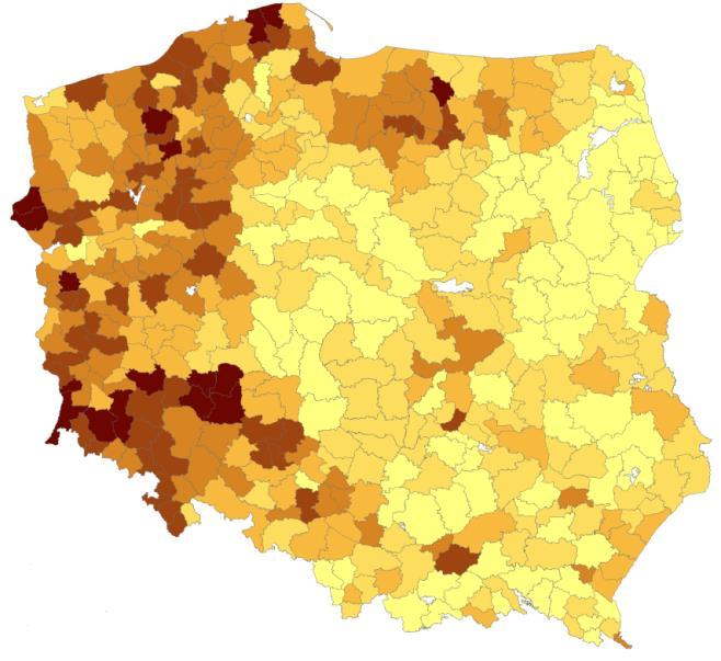 dziki/km² Dziękuję za