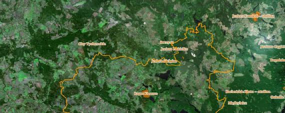 Rysunek 26. Rezerwaty na tle Powiatu Szczecineckiego. Źródło: www.geoserwis.gdos.gov.