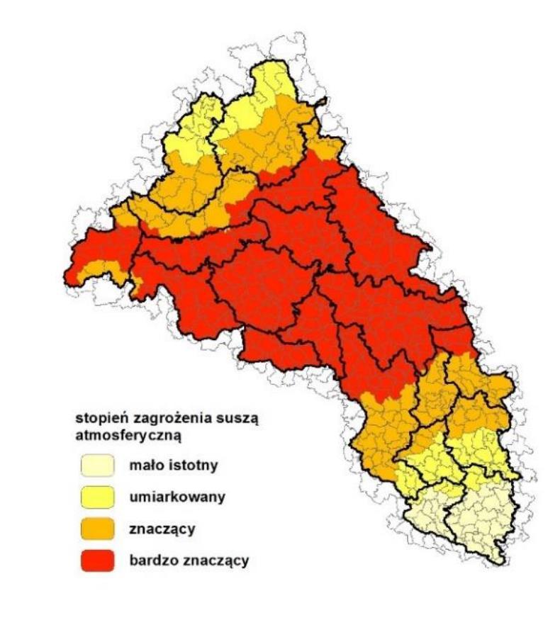 meteorologicznej obserwuje się znaczne obniżenie poziomu zalegania wód podziemnych; Susza w sensie gospodarczym - będącą skutkiem wymienionych procesów fizycznych odnoszącą się do zagadnień