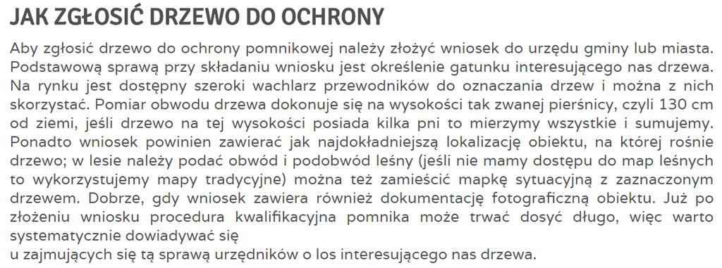Wniosek o ustanowienie pomnika przyrody