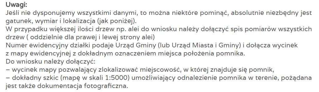 Wniosek o ustanowienie pomnika przyrody