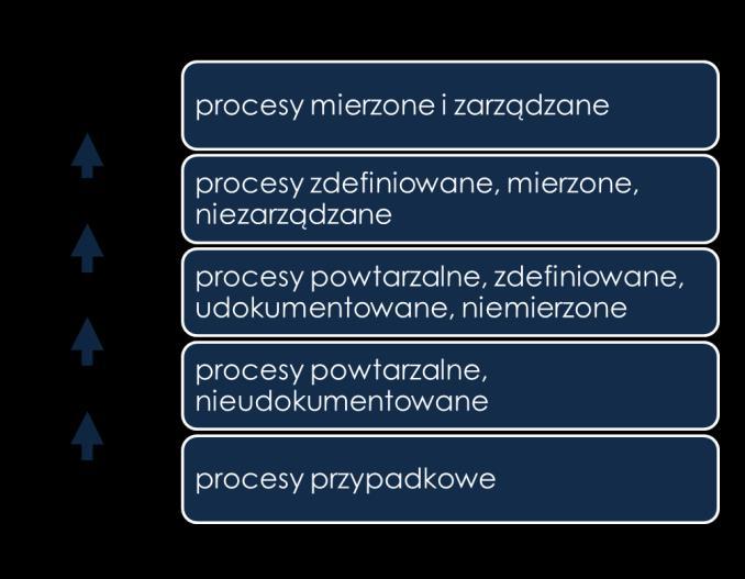 ogólne informacje Podstawowe cele bieżącej edycji badania są następujące: spozycjonowanie organizacji funkcjonujących w Polsce względem pięciu zdefiniowanych poziomów dojrzałości procesowej