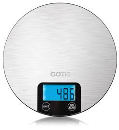 GWK-100 45 ELEKTRONICZNA WAGA KUCHENNA wyświetlacz LCD z podświetleniem panel dotykowy typu Soft-touch platforma wykonana ze stali nierdzewnej waga maksymalna: 5000g dokładność: 1g jednostki miary: