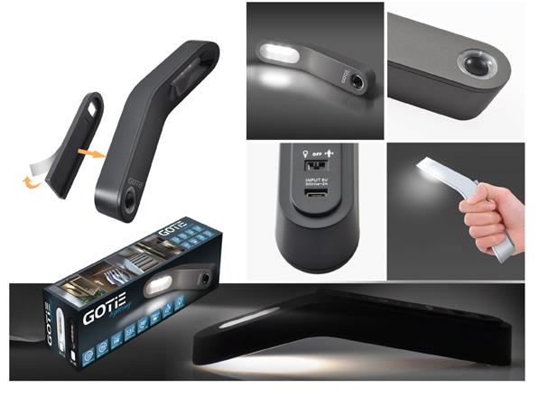 GML-100 54 AKUMULATOROWA LAMPKA LED Z CZUJNIKIEM RUCHU Do 90 dni pracy w trybie wykrywania ruchu Do 10 godzin pracy w trybie latarki Wbudowany akumulator Li-ion 1800 mah Wbudowany magnes oraz uchwyt