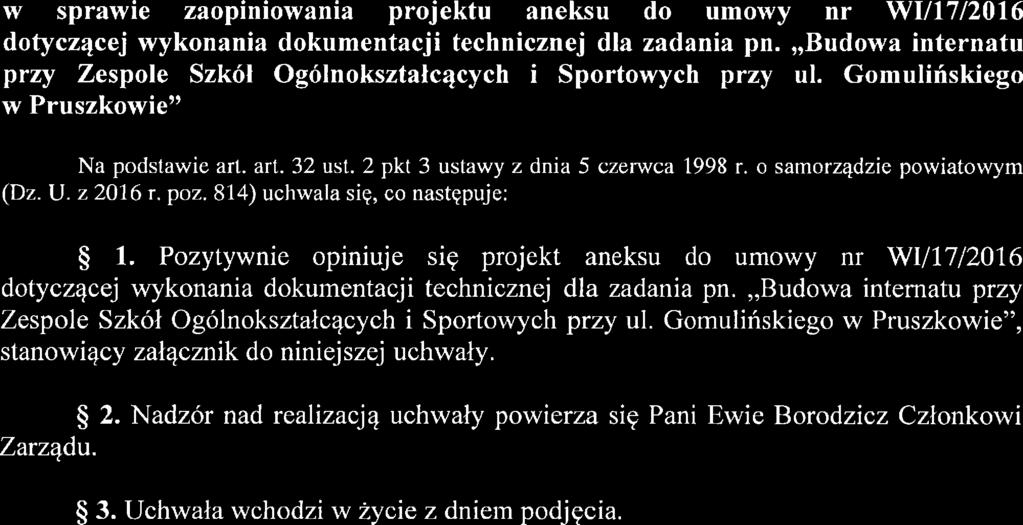 Pruszkowie", stanowiący załącznik do niniejszej