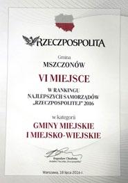 NAGRODY WIEŚCI I WYRÓŻNIENIA W Z NUMERZE RATUSZA Mszczonów w czołówce Rankingu Samorządów Rzeczpospolitej Mszczonów już od wielu lat jest klasyfikowany w Złotej Setce najlepszych samorządów w kraju.