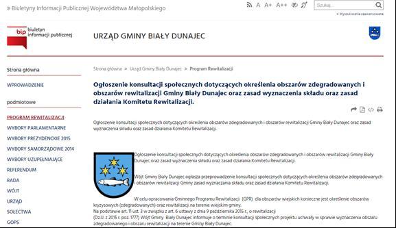 korespondencyjną na adres: Urząd Gminy Biały Dunajec Ul. Jana Pawła II 312 34-425 Biały Dunajec od 20.02.2017 r.