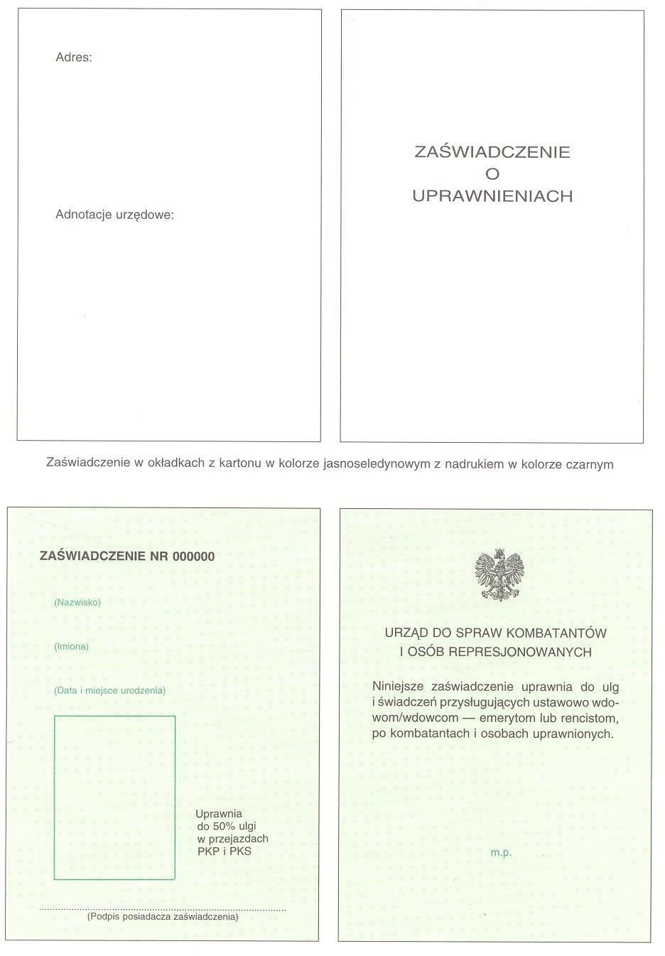Wzór nr 51 do 22 WZÓR ZAŚWIADCZENIA O UPRAWNIENIACH